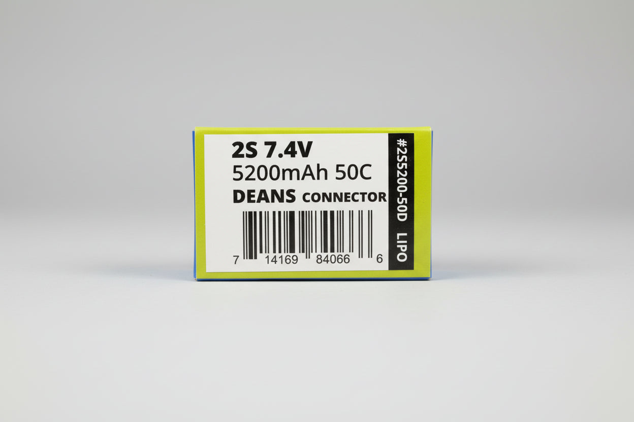 Battery 2s 7.4v 5200mah 50c Deans connector lipo